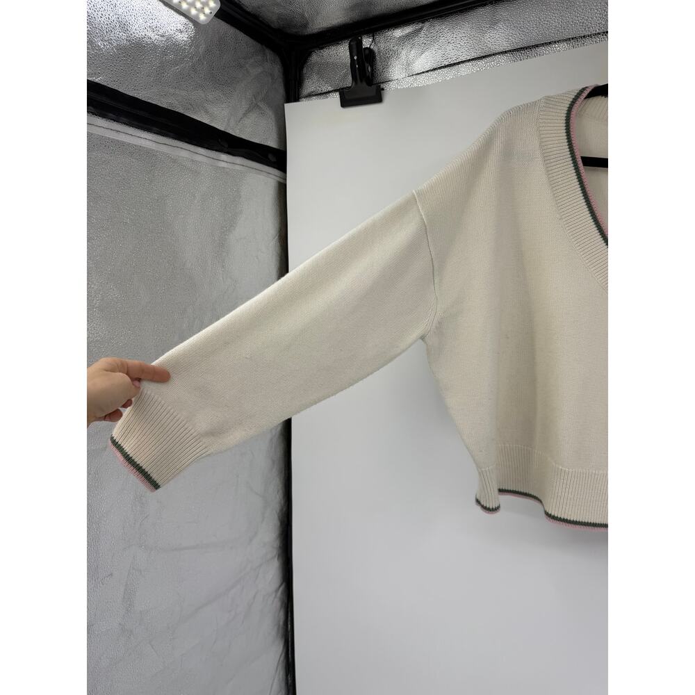 Ralph Lauren RLX Womens Wool Blend V-Neck Sweater Size XL White Cricket Preppy - Picture 7 of 11